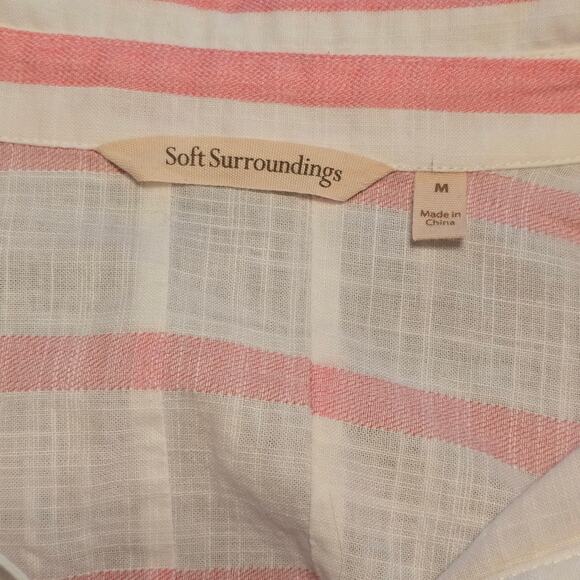 Soft Surroundings Popover Top Tunic Womens Medium White/Pink Modena Lightweight - Picture 4 of 9